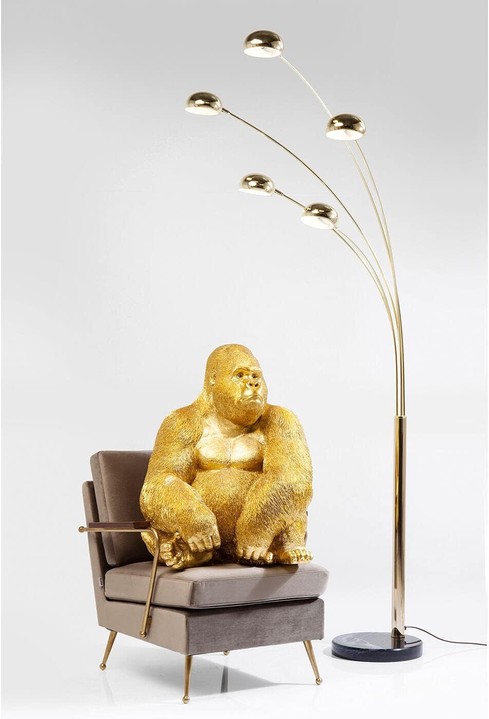 Kare Design Deko Figur Monkey Gorilla, Gold, Deko Objekt, Affe, Gorilla, Handbemalt, Unikat, 76X60X55 Cm (H/B/T)