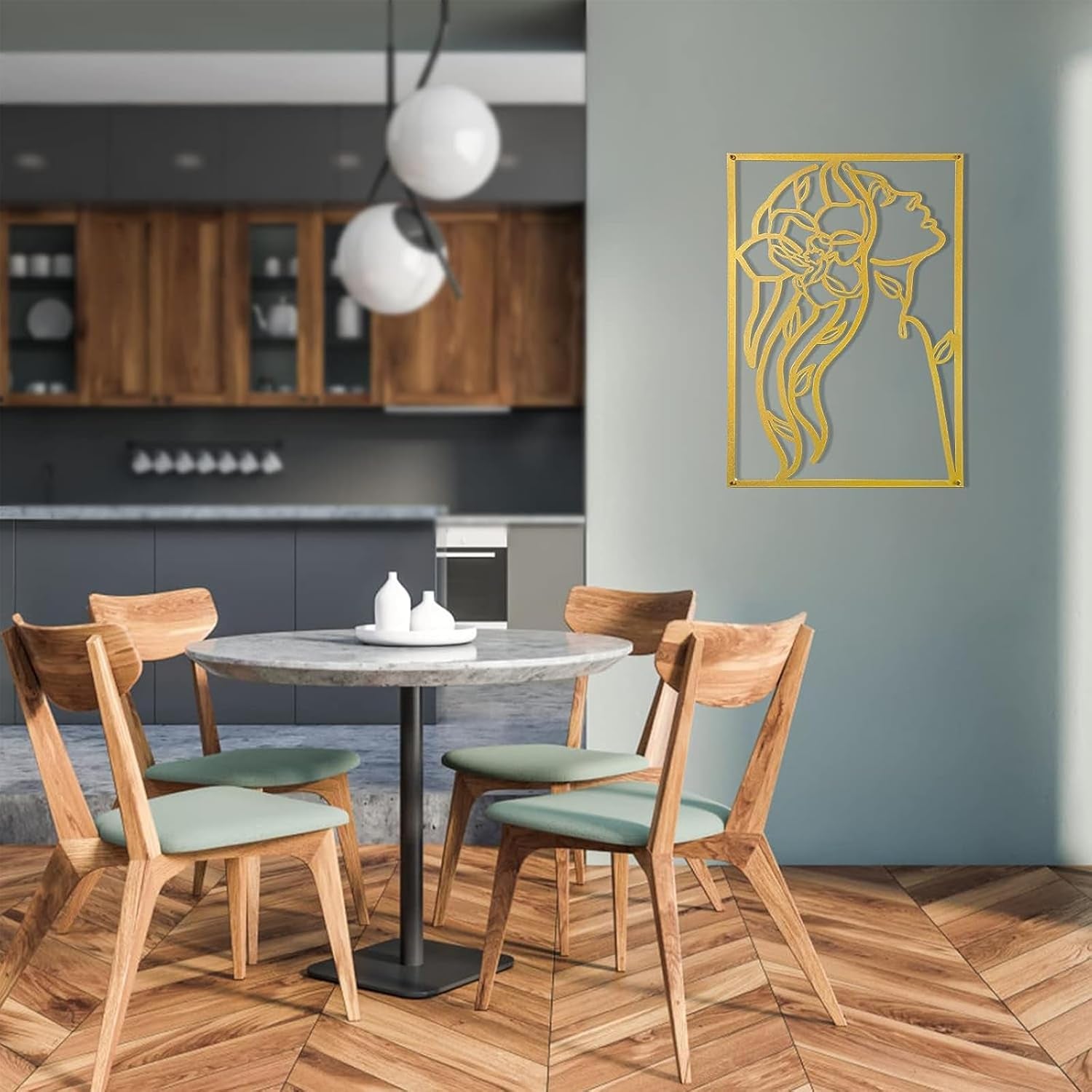 Gold Line Art 3er-Set 28 x 38 cm | Metall-Wanddeko