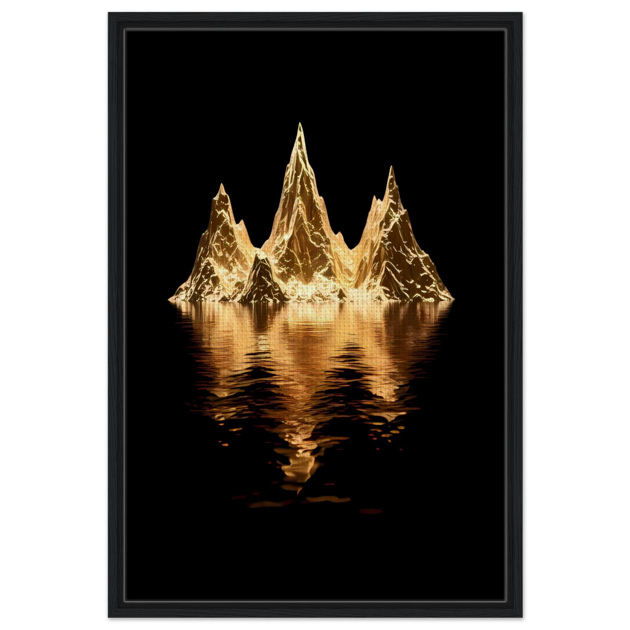 [Leinwandbild "The Golden Enigma" – Abstraktes Schwarz-Gold Wandbild] - Luxus Wandbild mit 24 Karat Gold | Dark Luxury Interior & Wanddekoration.