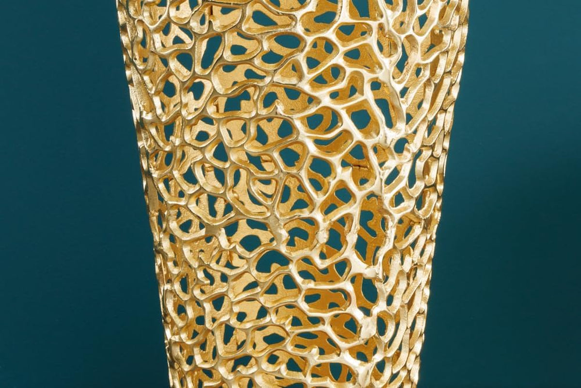 Riess Ambiente Filigrane Design XXL Vase Abstract Leaf 90Cm Gold Handarbeit Große Dekovase Für Wohnzimmer, Flur, Schlafzimmer, Bad