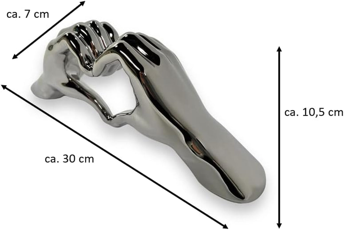 4189 Keramik Hand Herz Chrom/Glanz Dekoration 30X10X7Cm Skulptur