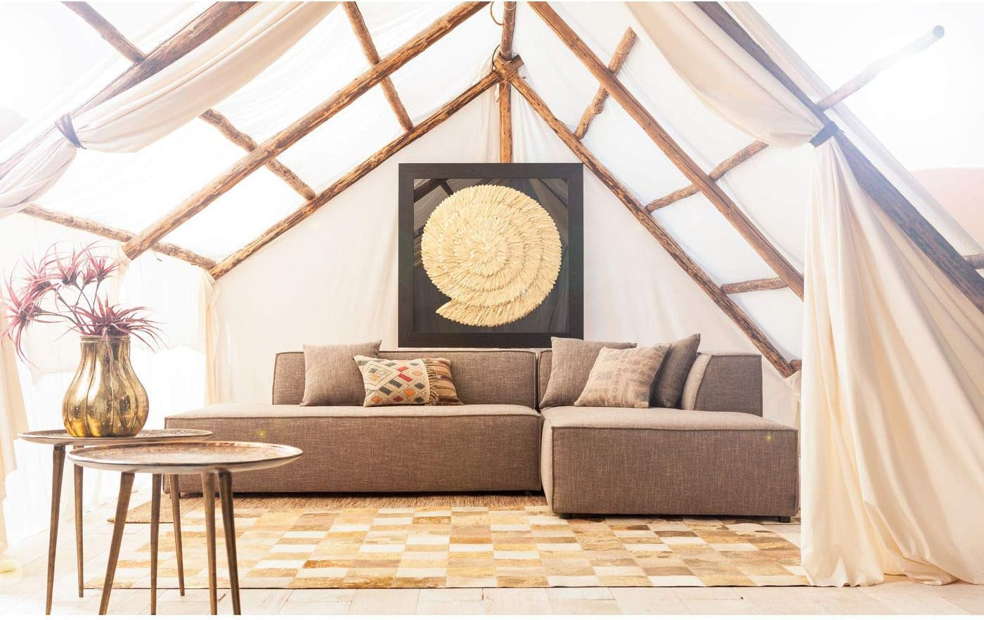Kare Design Deko Rahmen Golden Snail Gold, Wanddeko, Wandbild, 3D Bild, Dekobild, Glasbild, Modern, Wohnzimmer, Schlafzimmer, Flur, 120X120X5Cm