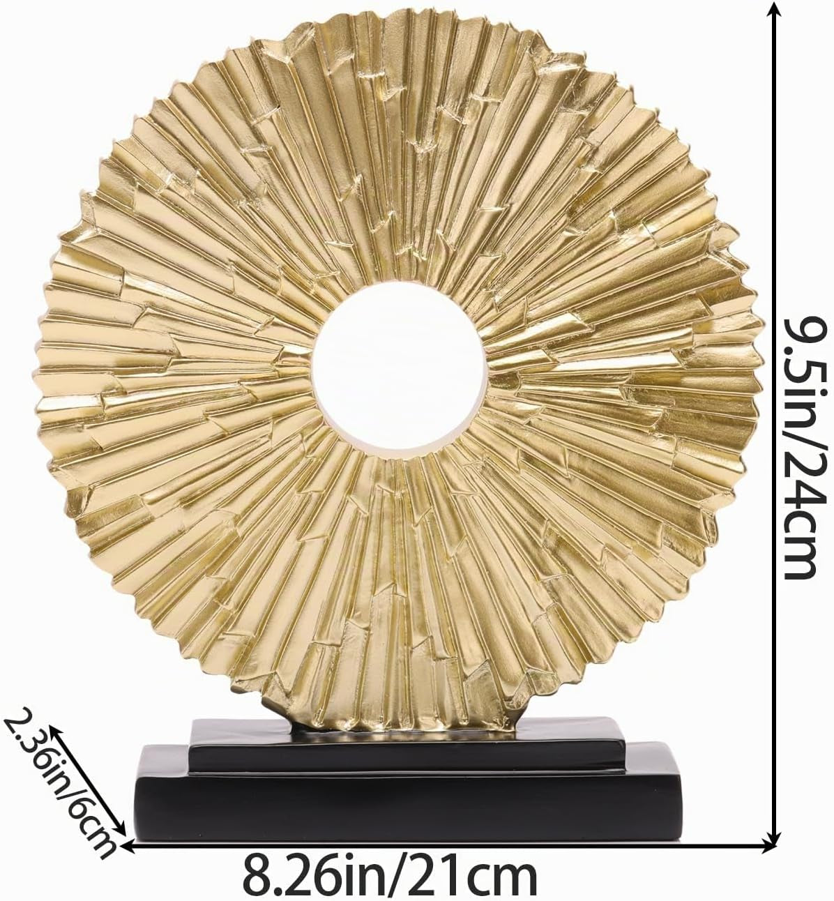 Golden Circle Lines Sculpture | Runde Skulptur in Goldoptik