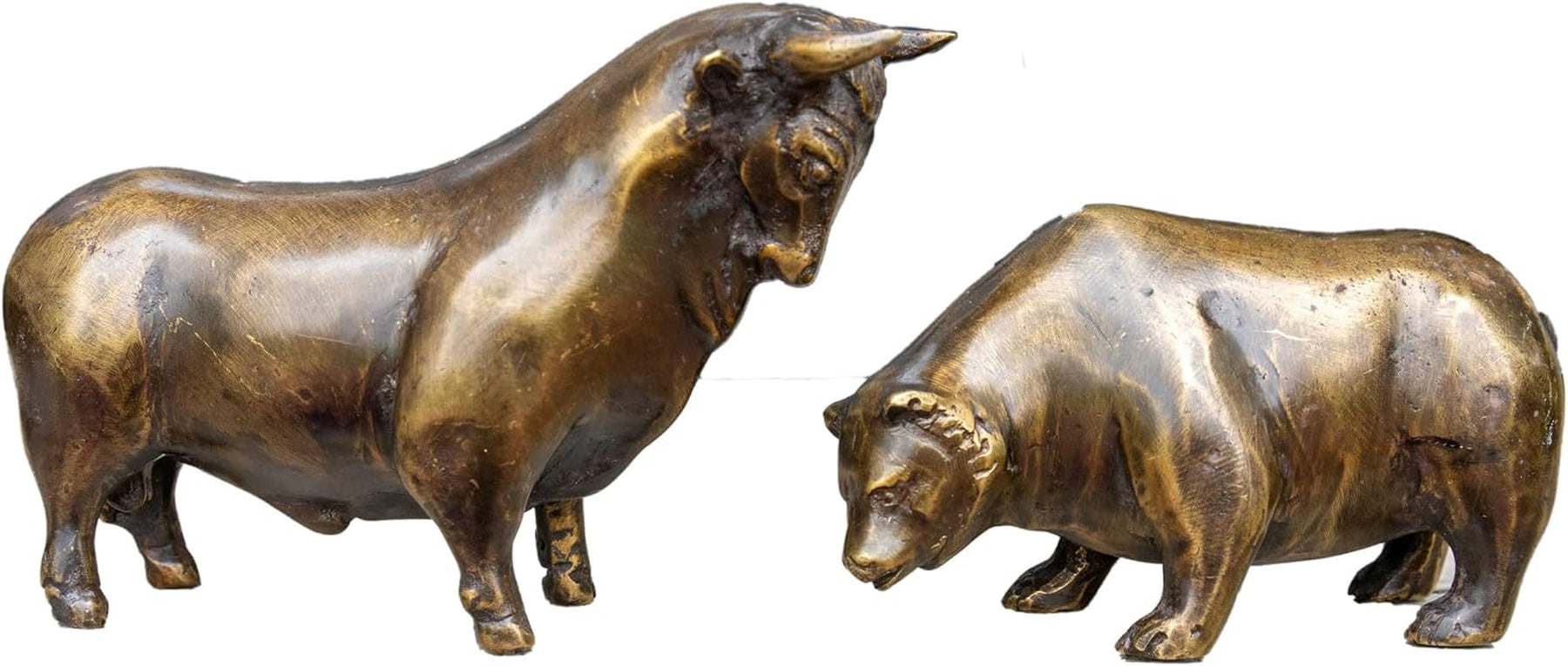 IDYL Bronze-Skulptur Börsensymbole Bulle & Bär 8 X 13 Cm