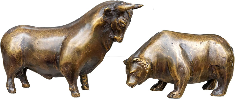 IDYL Bronze-Skulptur Börsensymbole Bulle & Bär 8 X 13 Cm