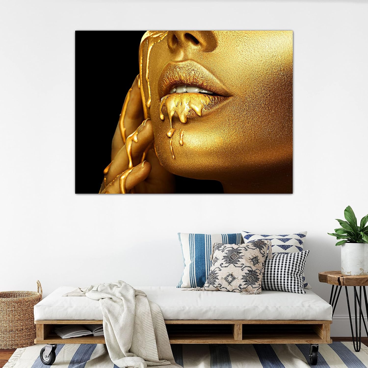 Golden Lips Acrylglasbild XXL 160 x 120 cm