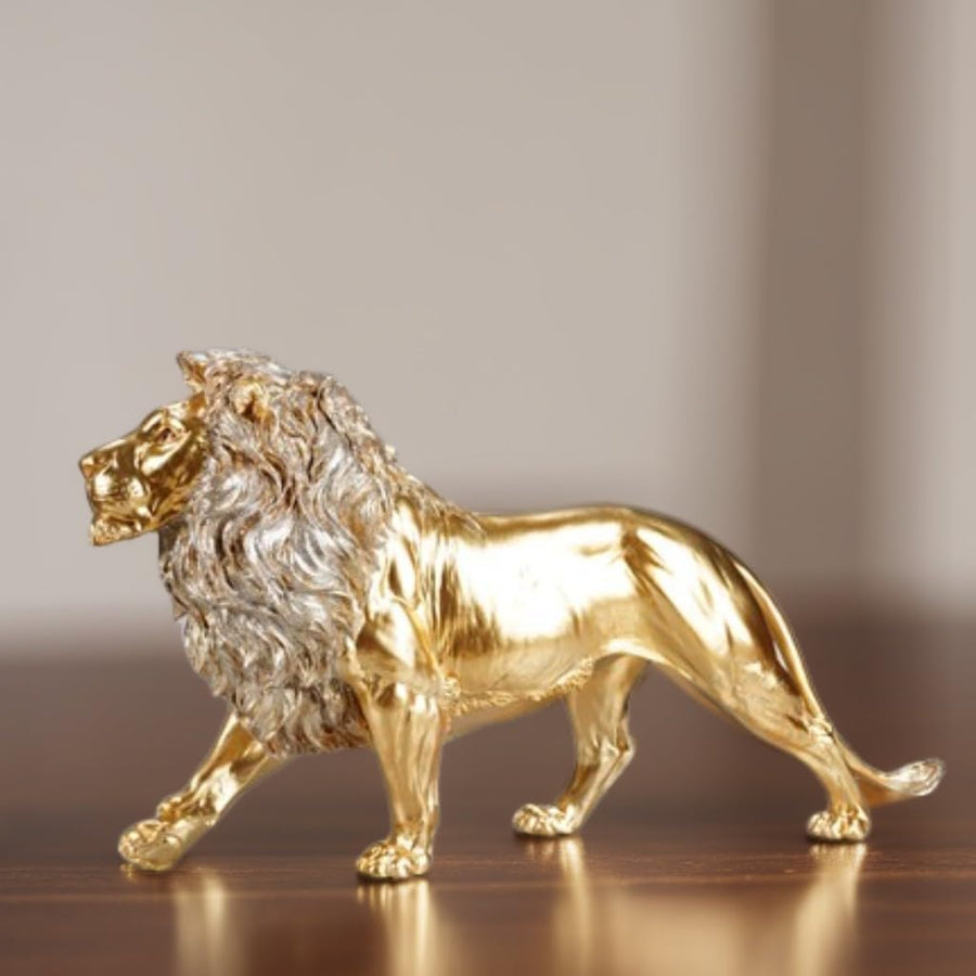 58,4 Cm Große Goldene Löwenstatue – Majestätischer König Des Dschungels Skulptur Für Luxuriöse Heimdekoration, Büro, Eingangsbereich, Kaminsims Und Statement-Display
