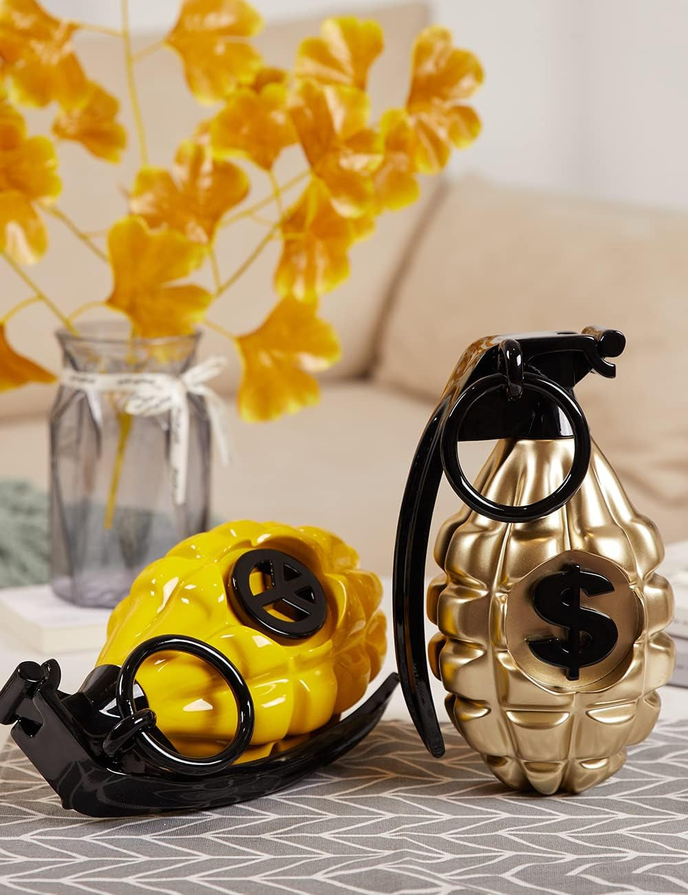 Dollarzeichen Granate Skulptur Figur Moderne Kunst Deko Abstrakte Arts Geschenk Für Bücherregal Schreibtisch Tisch Champagner 25Cm