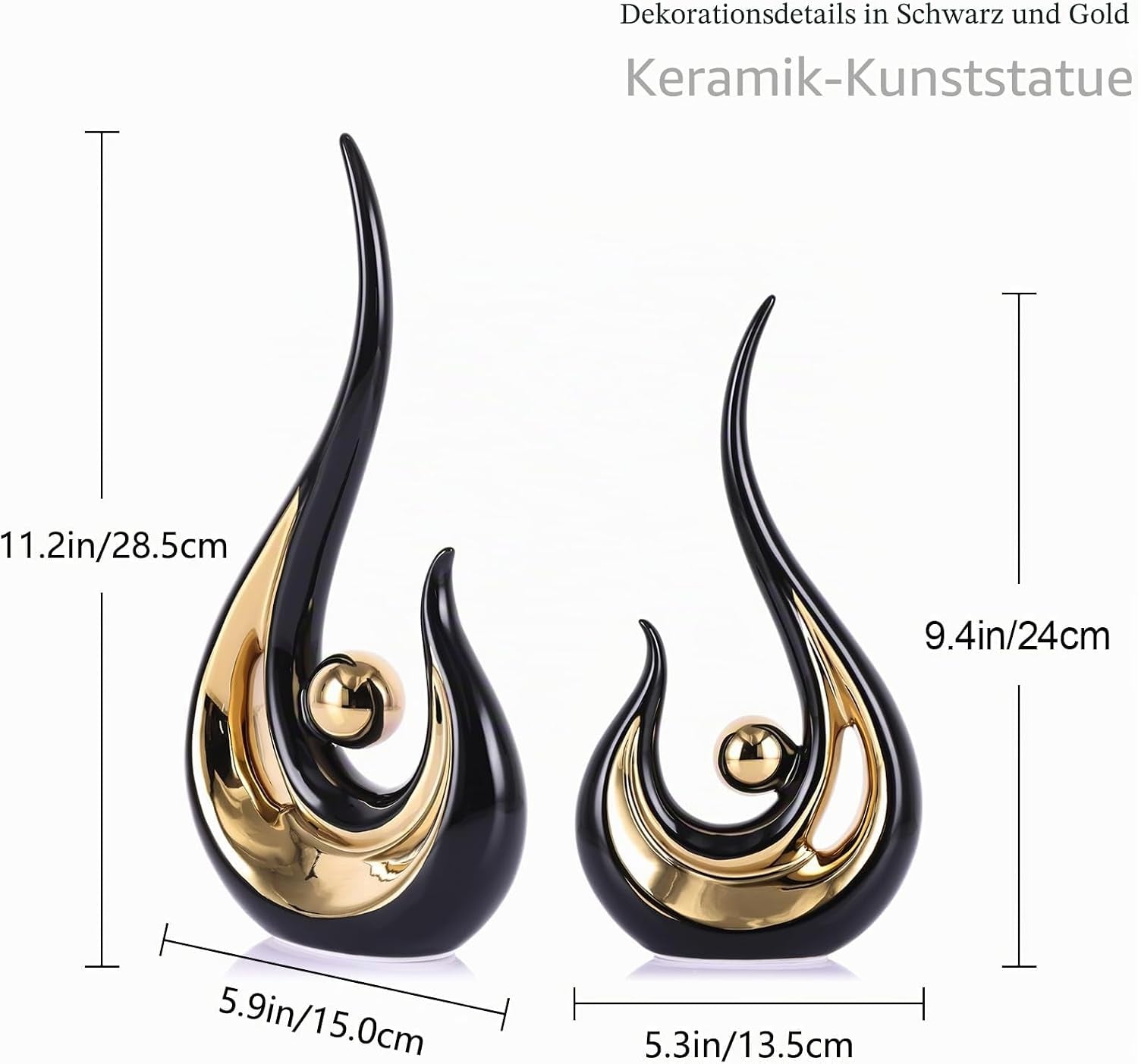 Black-Gold Centerpiece Sculpture | Moderne Tischskulptur