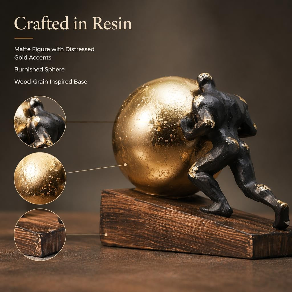 Sisyphus Gold-Chrome | Skulptur für Office und Regal