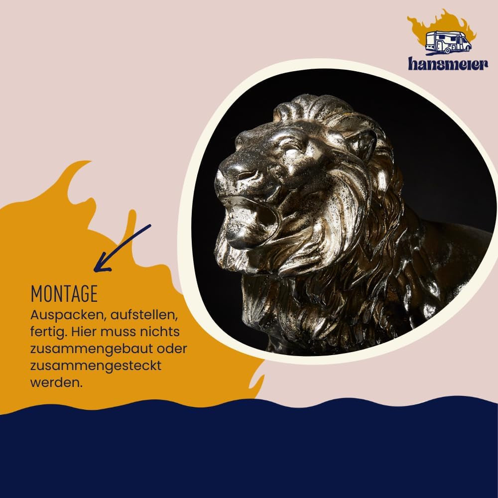Modern Lion Silver | Löwenfigur 47 cm