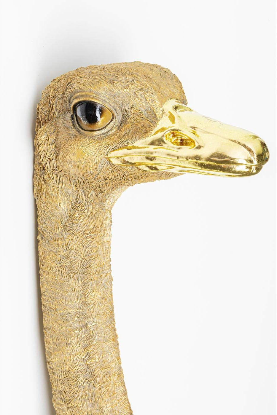Kare Design Wandschmuck Ostrich, Gold, Wanddekoration, Deko Objekt, Strauß, Wohnzimmer Dekoration 72X19X25 Cm (H/B/T), Golden