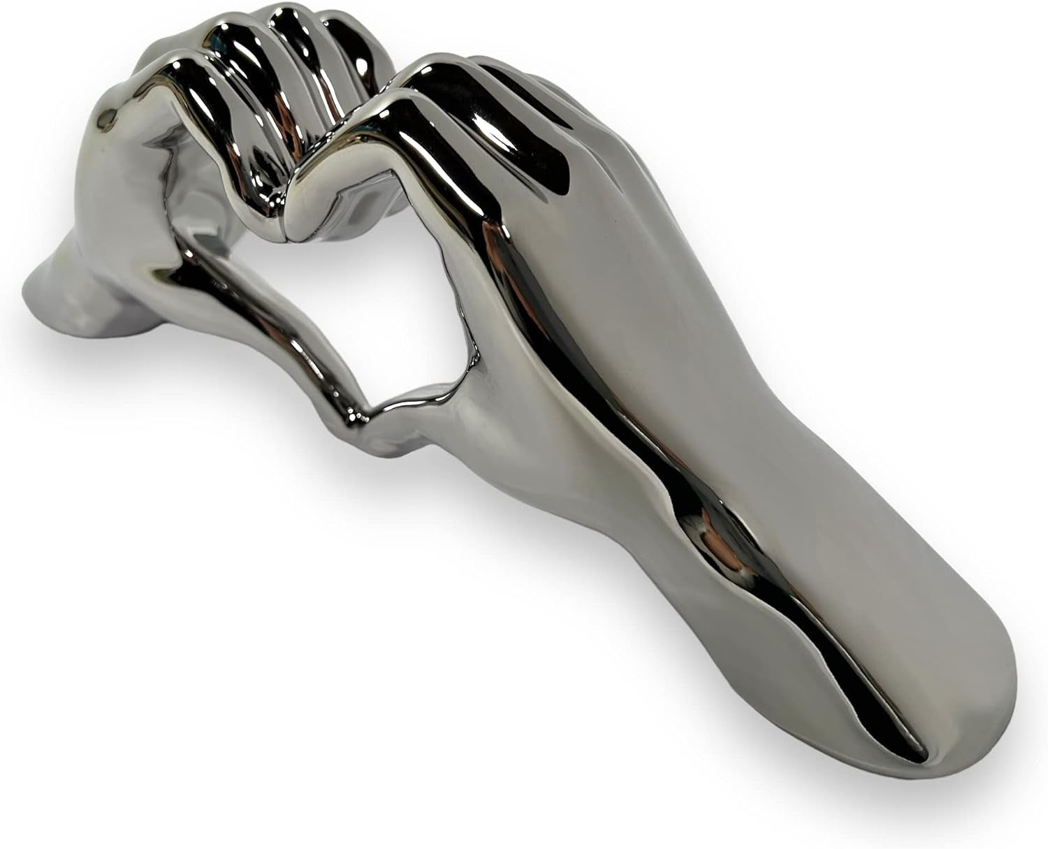 4189 Keramik Hand Herz Chrom/Glanz Dekoration 30X10X7Cm Skulptur