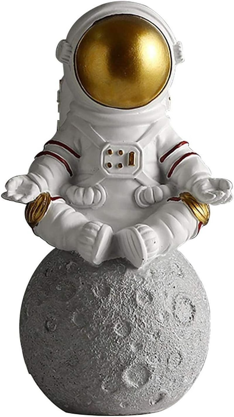 Astronaut Figurine Statue, 9,84 X 5,90 Zoll Resin Astronaut Statuen, Planet Statuen Figur Ornament, Desktop Decor Home Decor (Gold, Größe: Meditieren)
