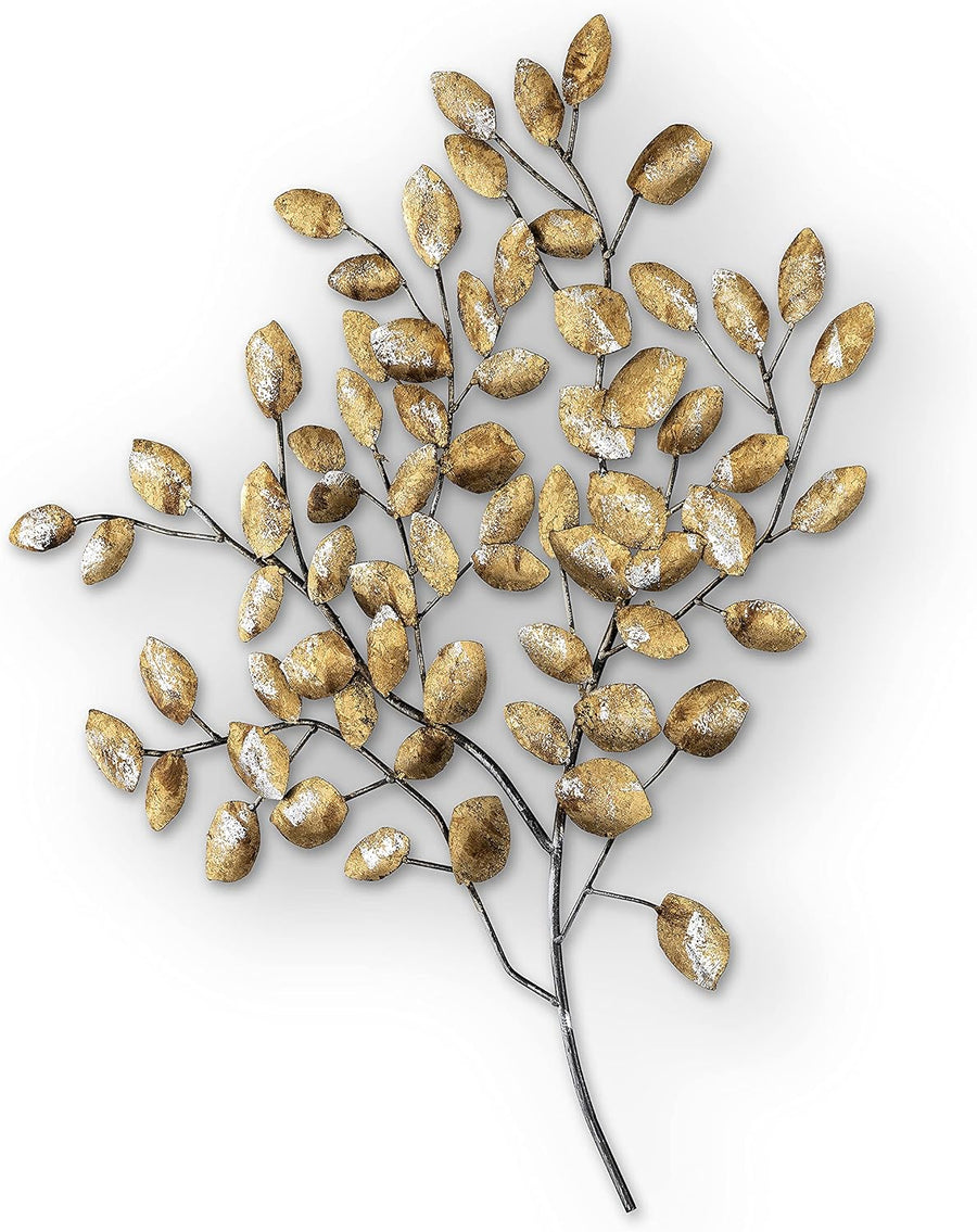 Golden Leaf Metall Wanddeko | Pflanzen-Wandobjekt 80 x 76 cm