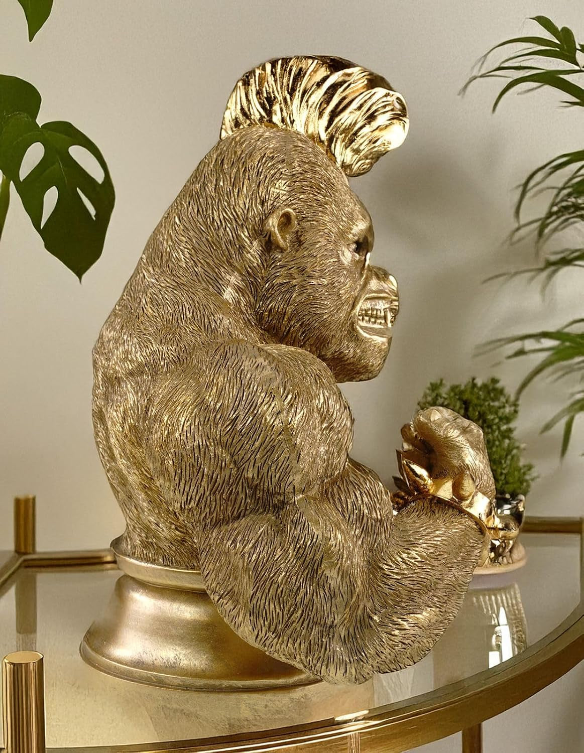 Gold Gorilla Bust 30 x 23 x 17 cm | XXL Tier-Skulptur