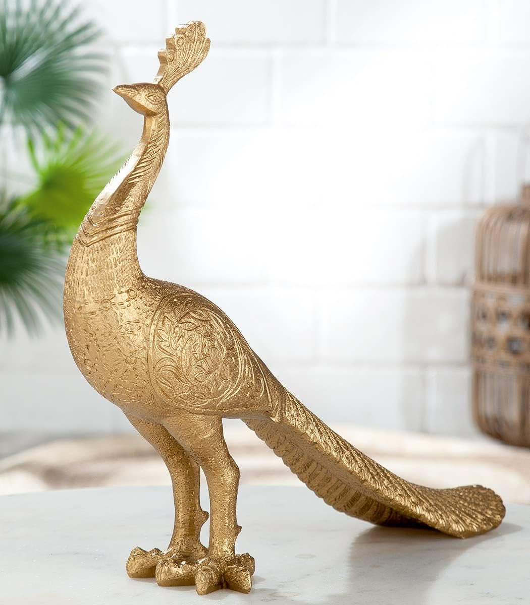 Goldene Dekofigur 37 cm | Schlanke Skulptur für Sideboard & Office - Goldoptik Dekoobjekt
