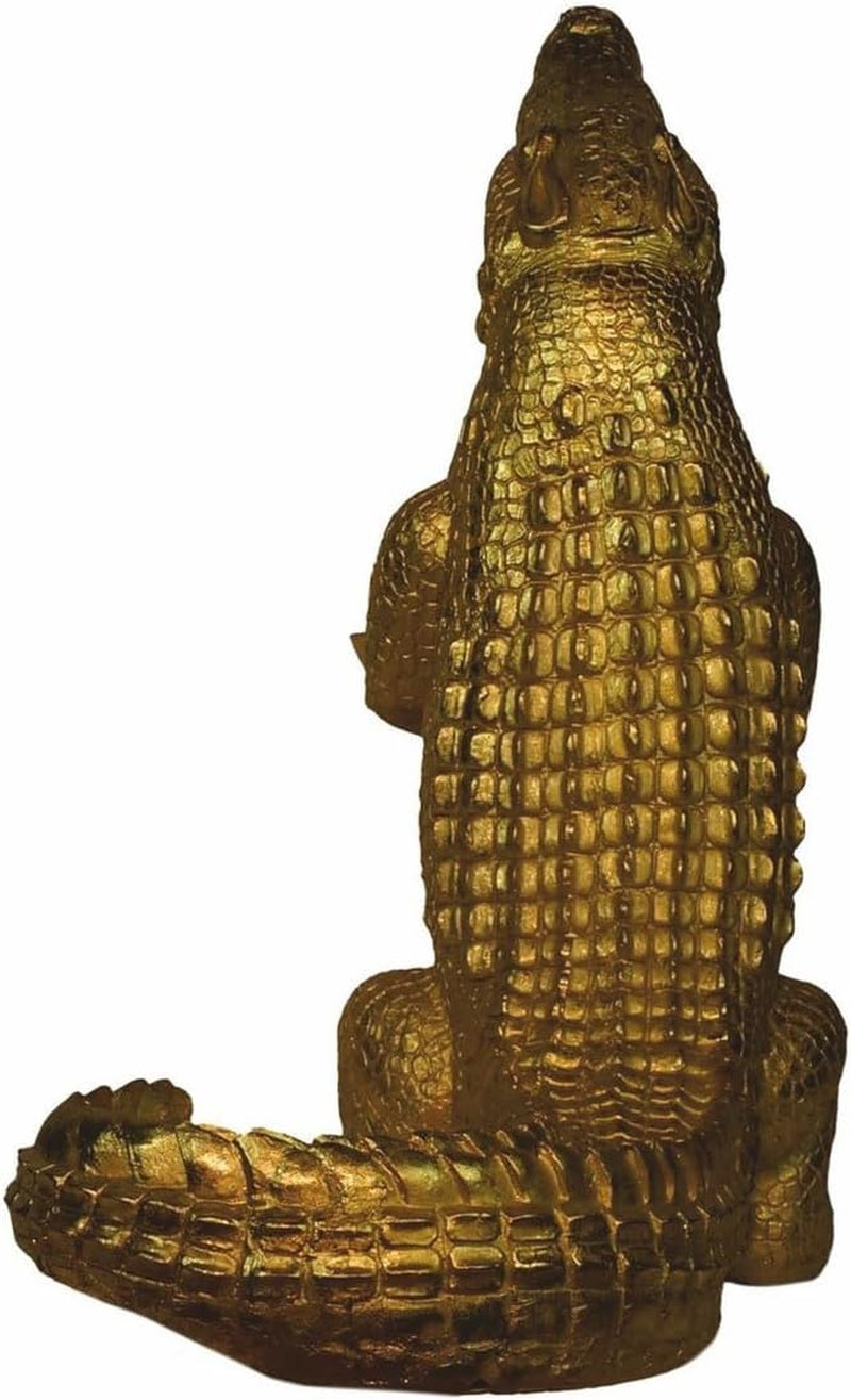 Casa Padrino Luxus Deko Skulptur Krokodil Mit Tablett Gold H. 52 Cm - Deko Figur