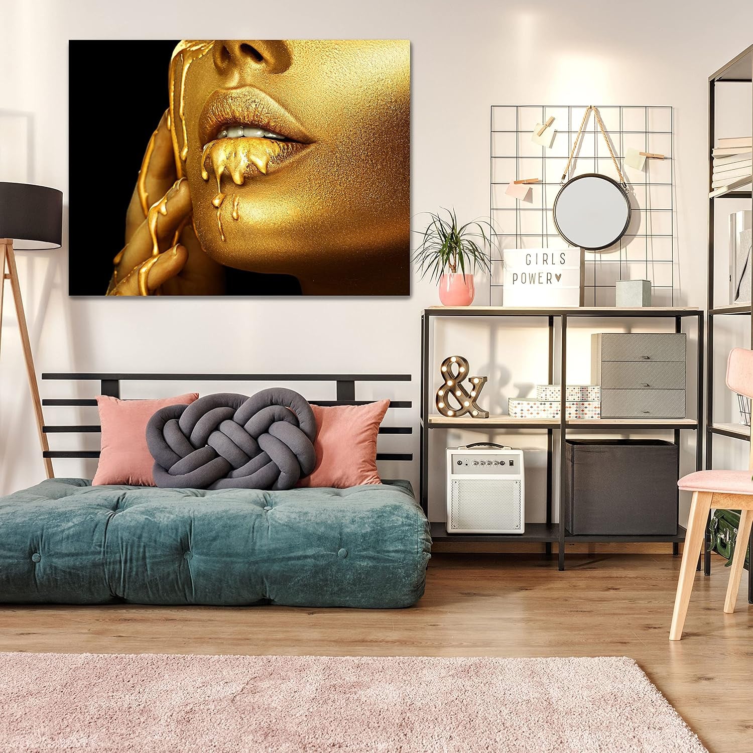 Golden Lips Acrylglasbild XXL 160 x 120 cm