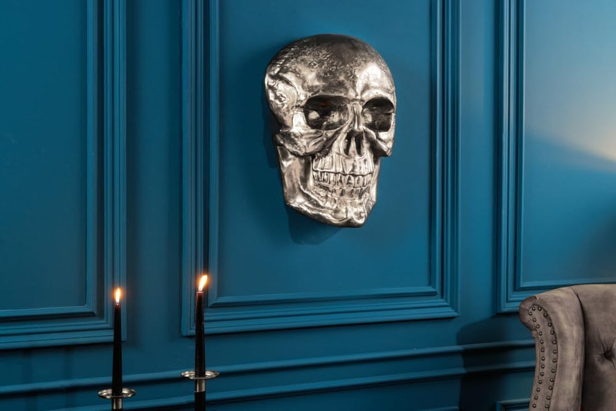 XXL Skull Silver | Wandobjekt mit Chromeffekt
