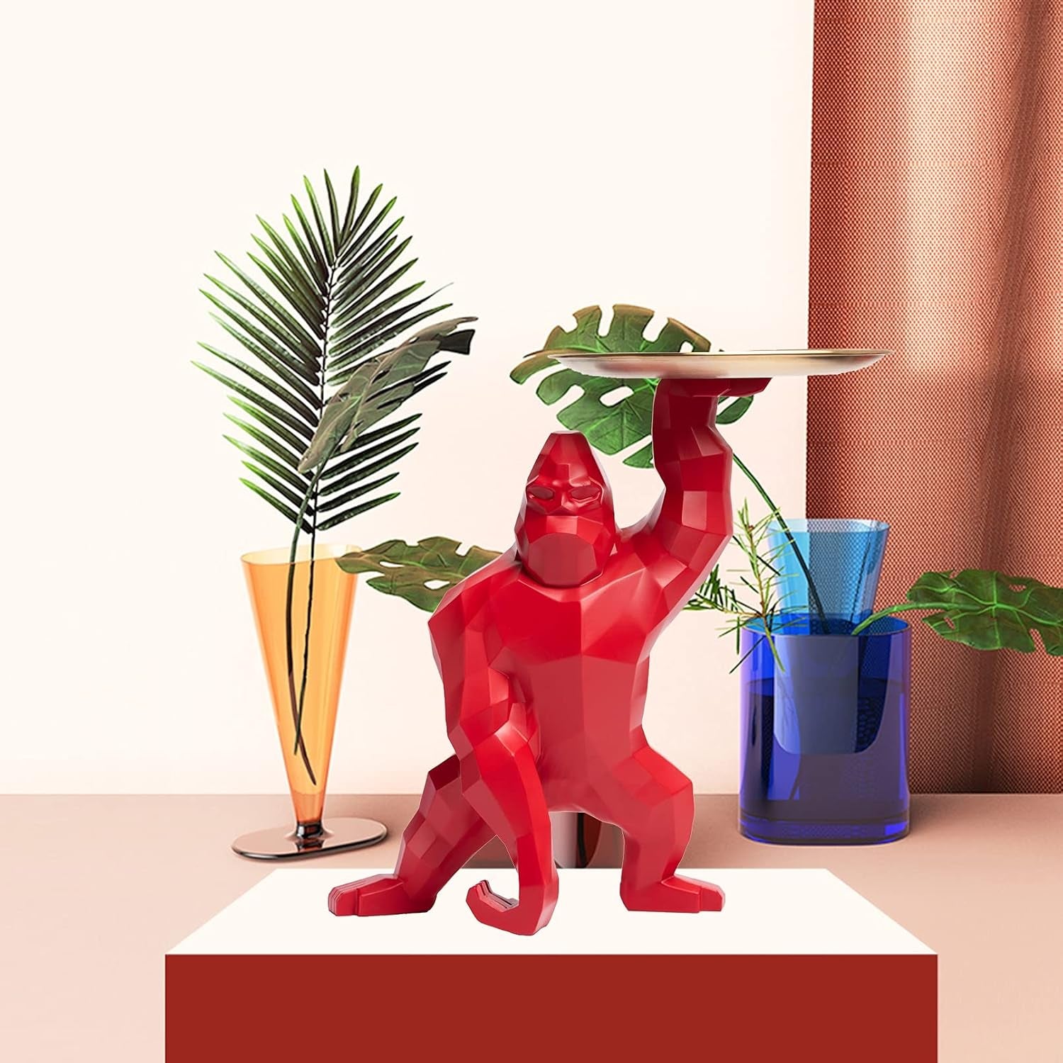 Gorilla Tray Red-Gold | Statement Figur mit Ablage