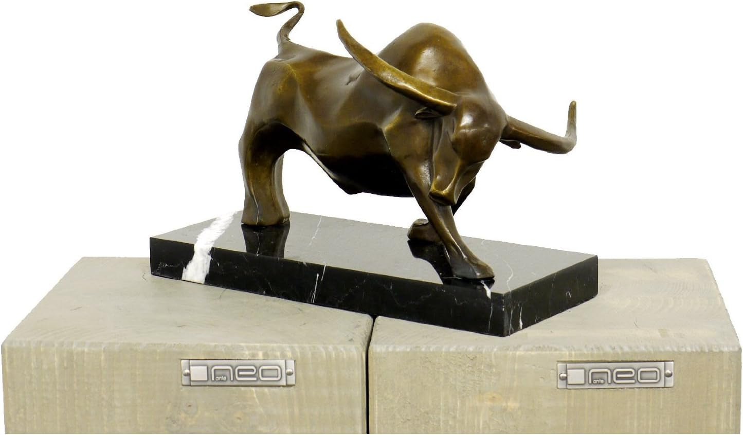 - Moderne Bronzefigur - Kraftvoller Stier - Signiert Von Milo - Echte Bronze - Stier Skulptur - Börsenstier - Charging Bull - Deko Figur
