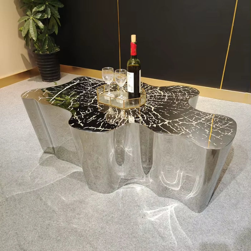 High Quality Luxury Gold Stainless Steel Coffee Table Unique Shape Center Side Table for Home Hotel Living Room Furniture