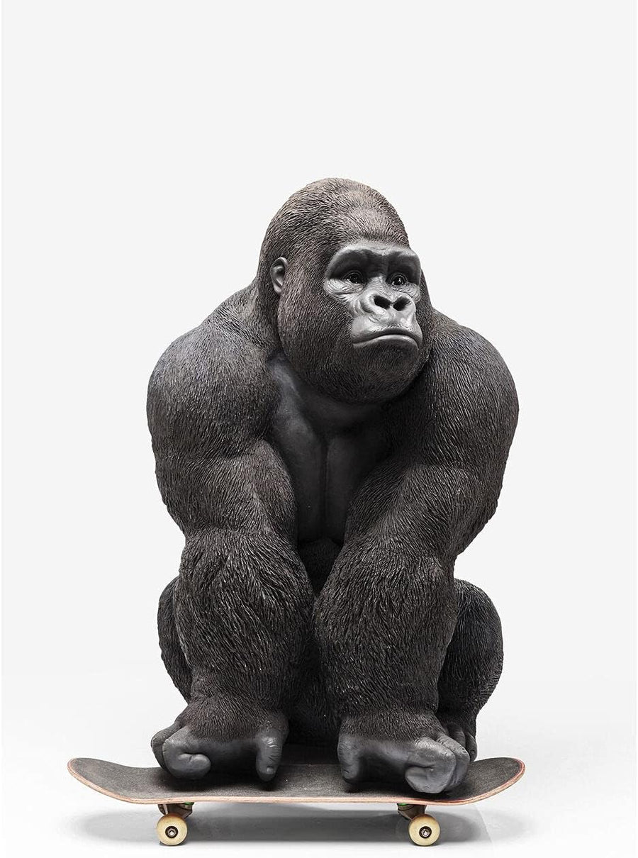 Kare Design Deko Figur Front XXL, Große Form Eines Gorillas, Ausgefallene Wohnzimmer Dekoration, Dekofigur Gorilla Schwarz, Dekoobjekt Affe, 107X90X73Cm (H/B/T)