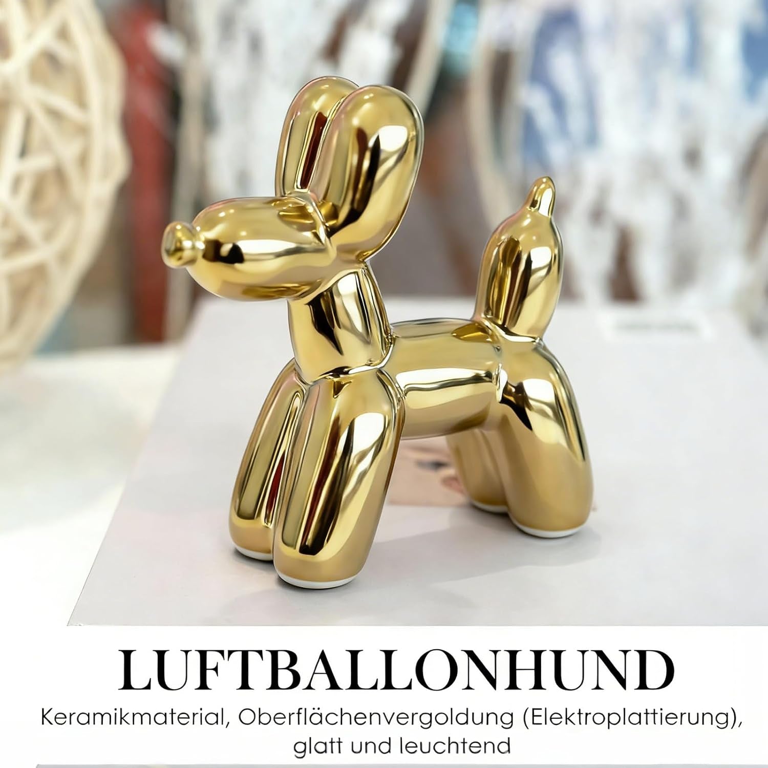 Gold Balloon Dog Keramikfigur als Geschenkidee in Gold