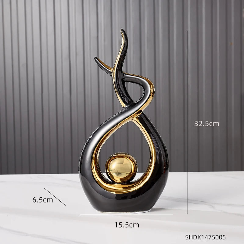 Abstract Ceramic Sculpture Golden Statue Modern Home Decoration Living Room Desktop Office Decoration Accessories Craftsgift2022