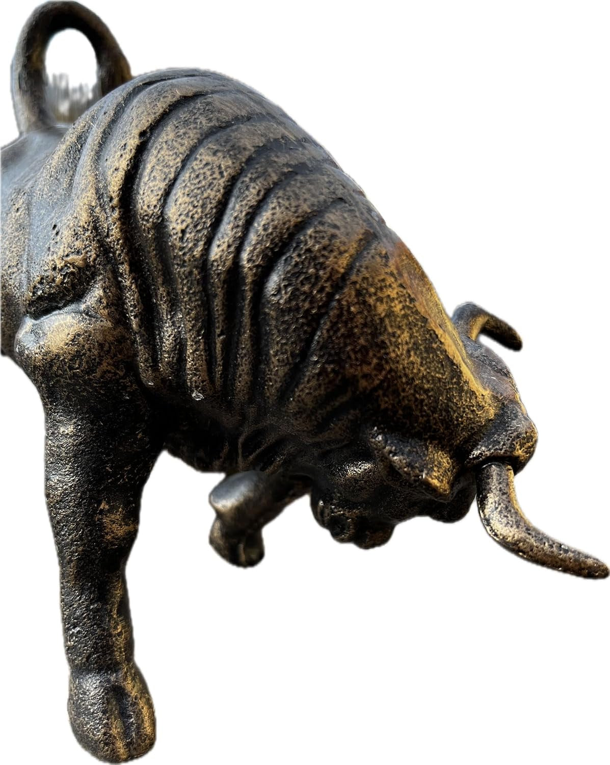 Skulptur Figur Stier Bulle Eisenfigur in Bronze - Optik Börse Deko Schreibtischdeko Banker