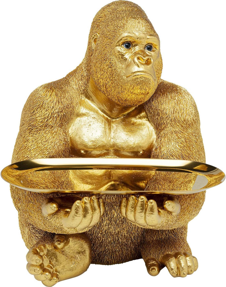 Gorilla Butler Figur Goldoptik | Statement Deko 37 cm