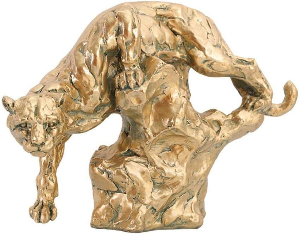 Gold Panther 30 x 21 cm | Leoparden-Skulptur für Sideboard - Goldoptik Dekoobjekt