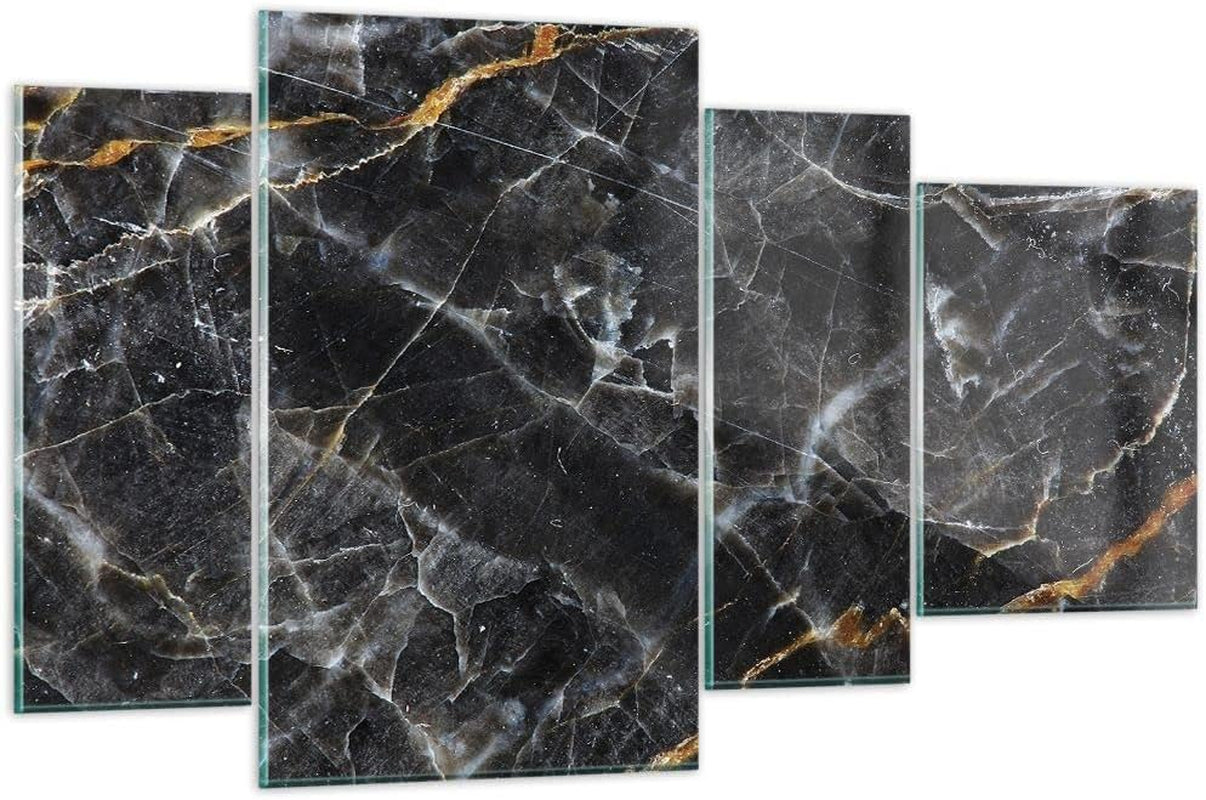 Black Marble Glasbild Schwarz-Gold 120 x 70 cm