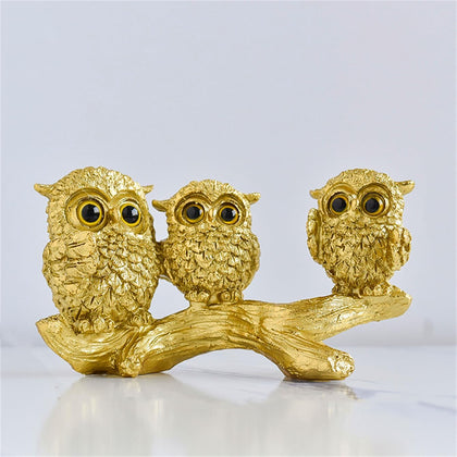 Golden Owl Sculpture | Kleine Eulenfigur als Gold-Deko