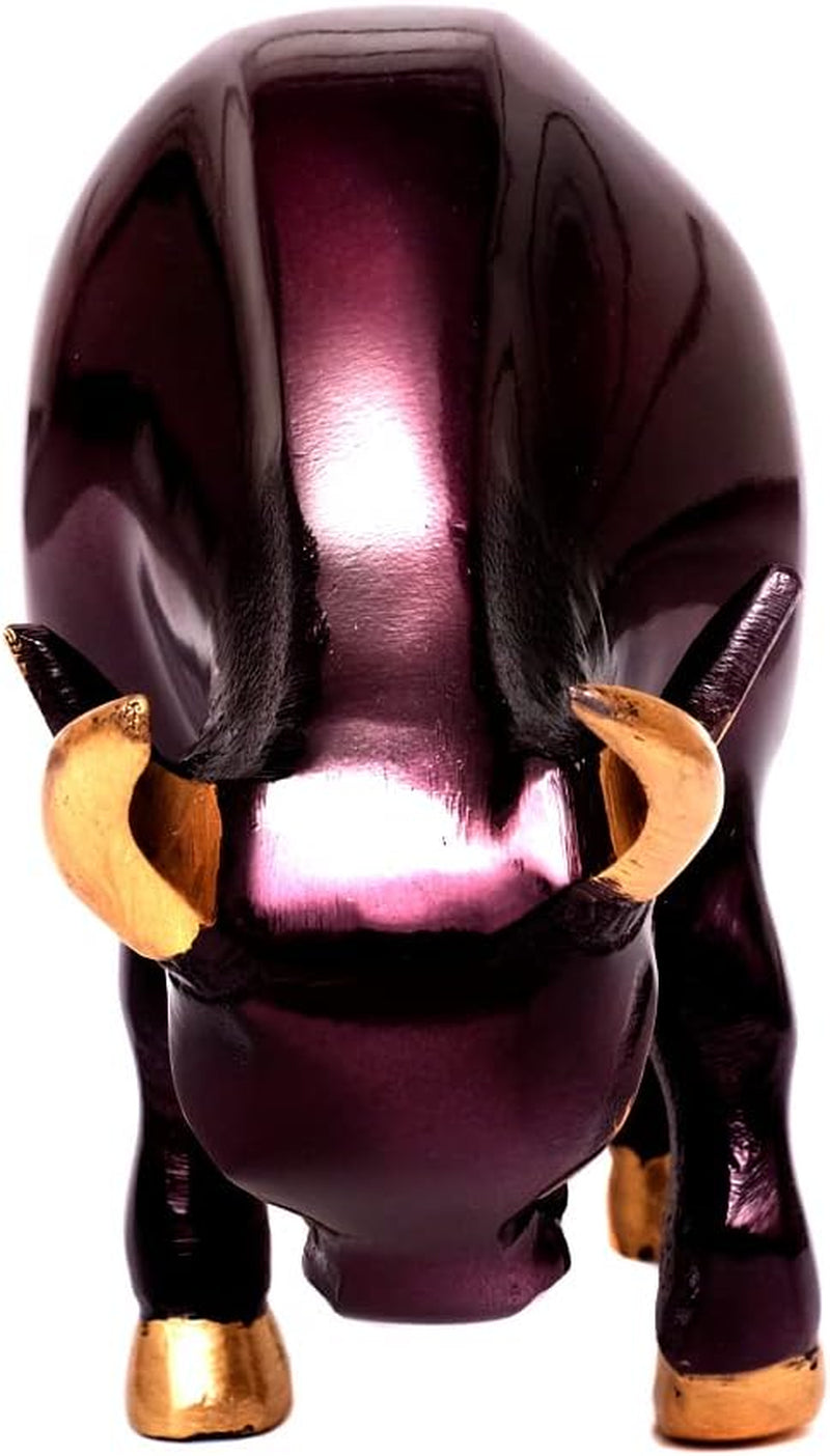 Design Stier Figur Bulle Stier Metall Skulptur Handmade Dekofigur Börse Banker Trader Aktien Büffel Bison Silber Braun Gold (Stier - Bronze/Lila)