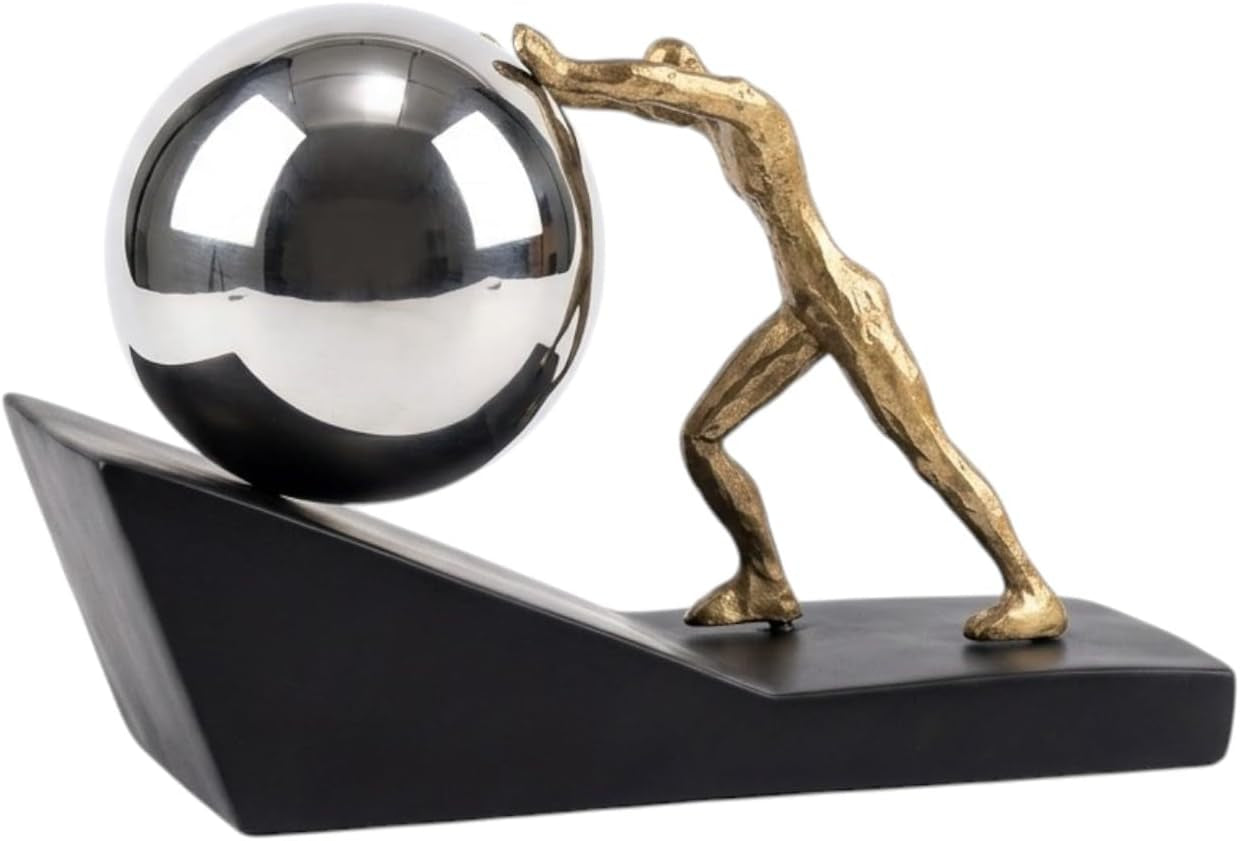 Sisyphus Gold-Chrome | Motivations-Skulptur fürs Büro