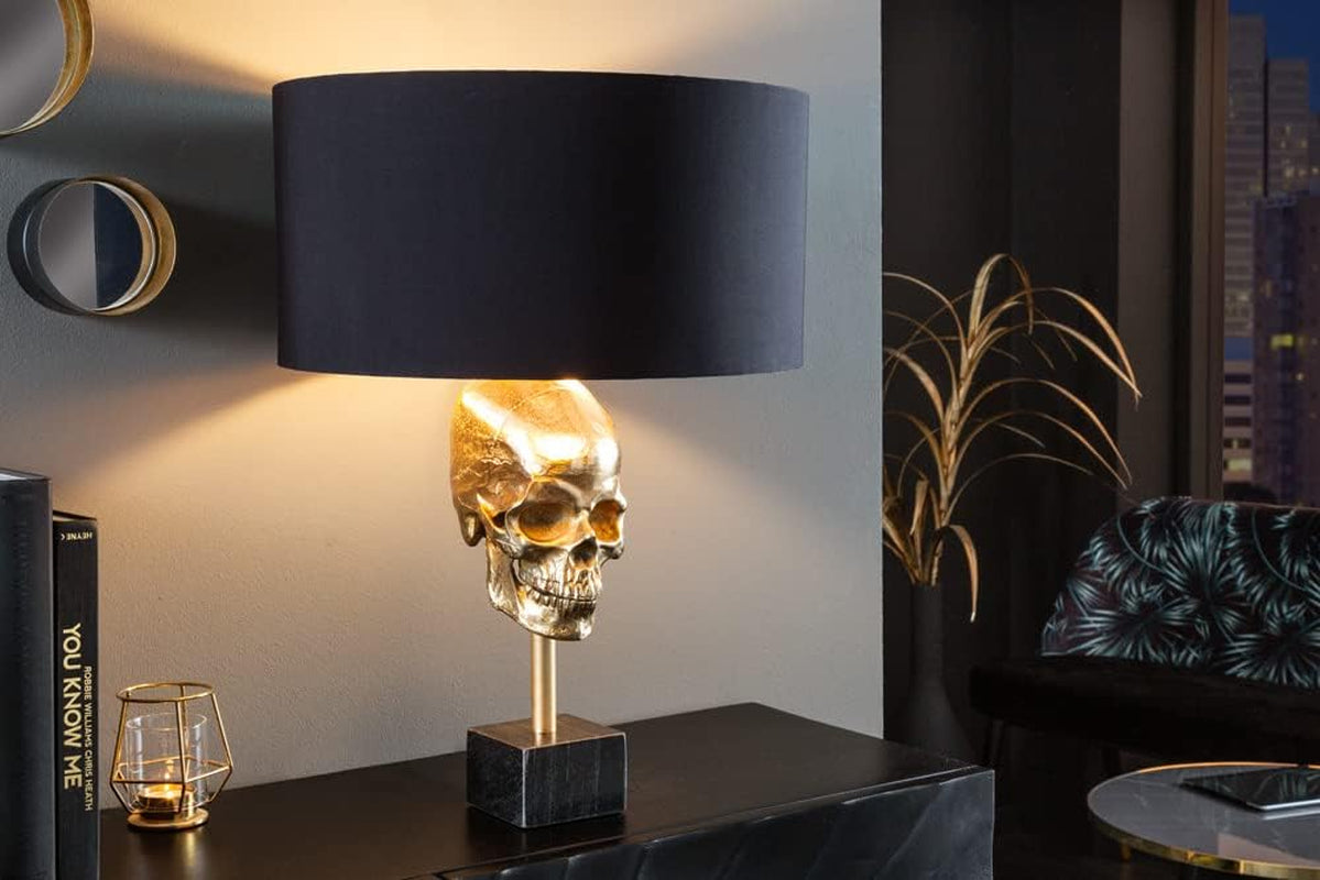 Skull Gold Tischlampe Schwarz-Gold Leuchte 56 cm