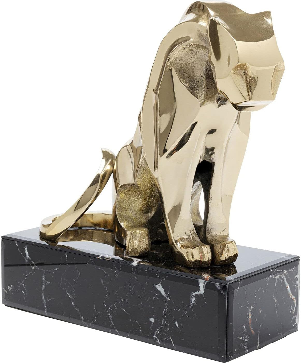 Lion on Marble Gold - Löwen-Skulptur mit Glassockel