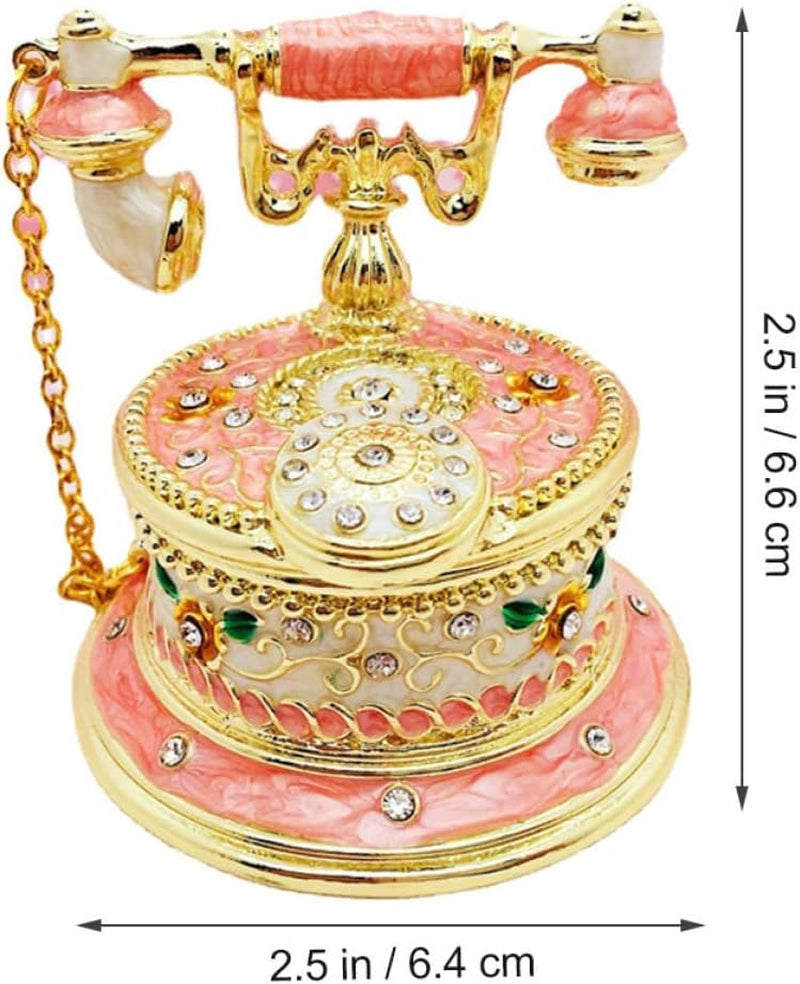 Vintage Phone Jewelry Box Schmuckkästchen mit Goldakzent - Bild 2