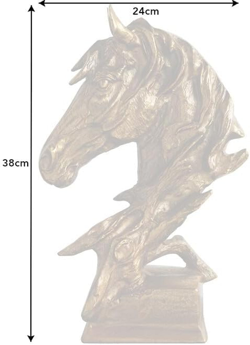 Caballo Pferdekopf Skulptur | Messingoptik 38 cm
