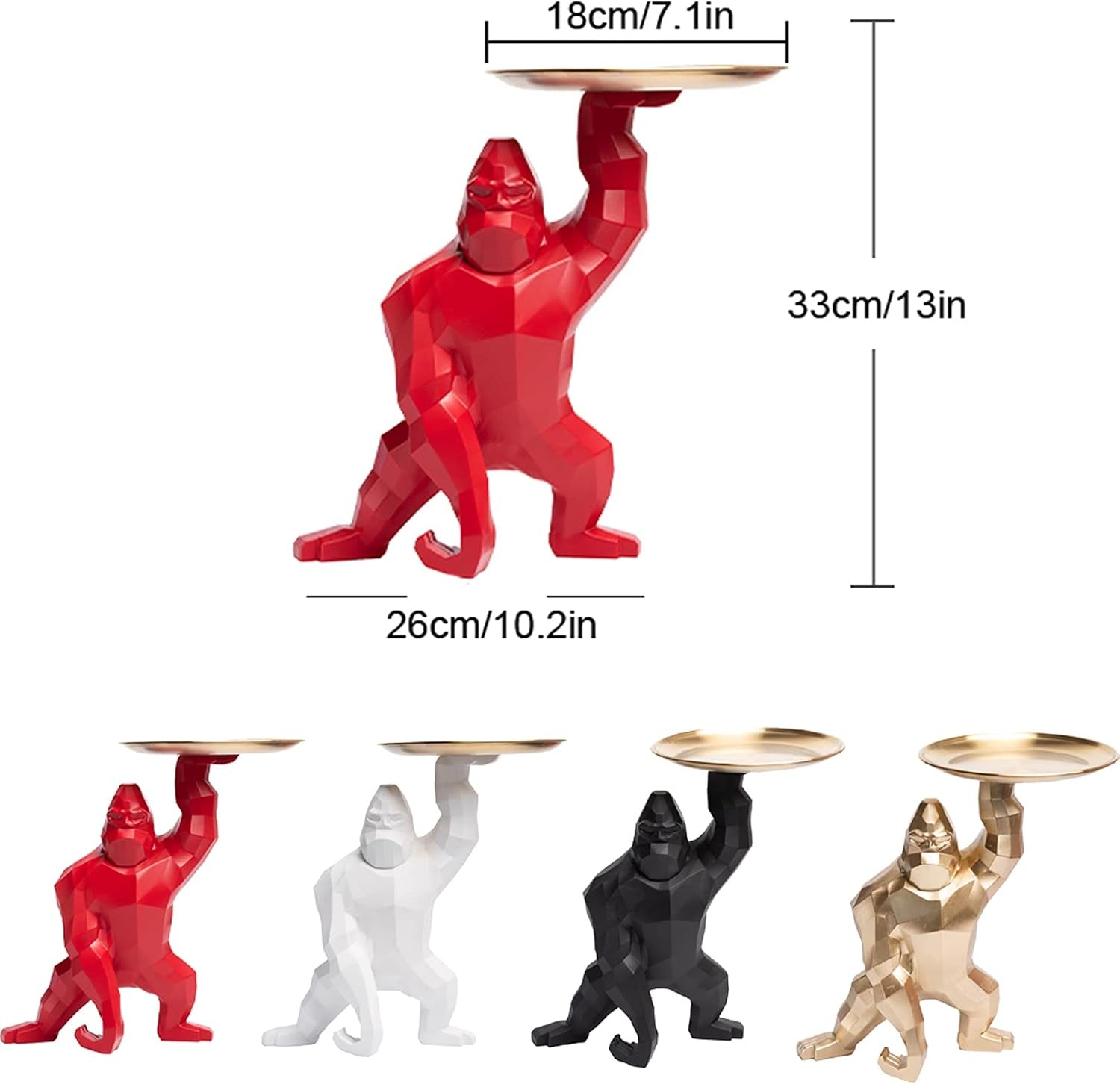 Gorilla Tray Red-Gold | Statement Figur mit Ablage