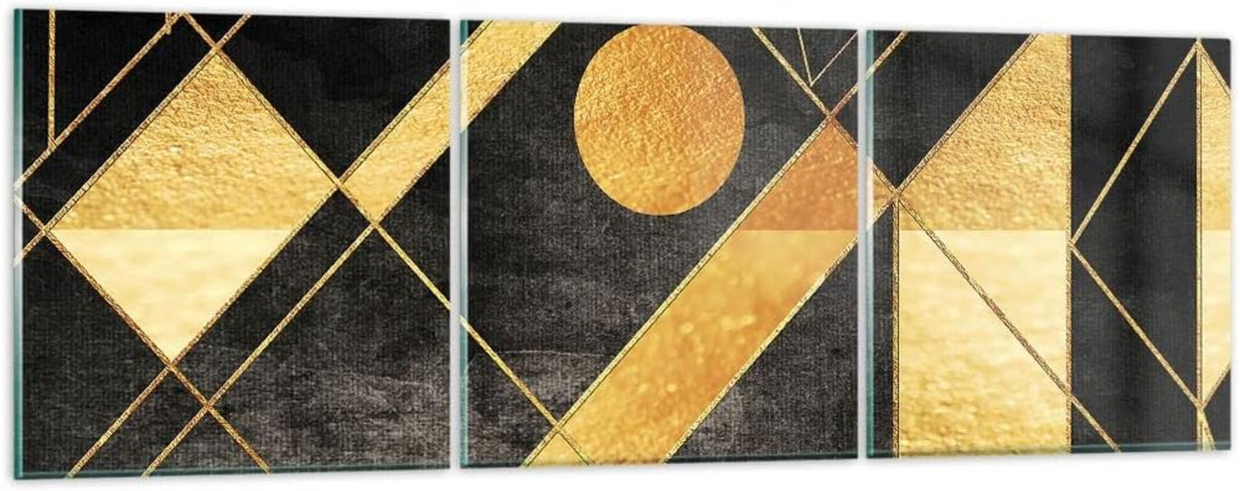 Golden Figures Glasbild Schwarz-Gold Wandkunst 90 x 30 cm