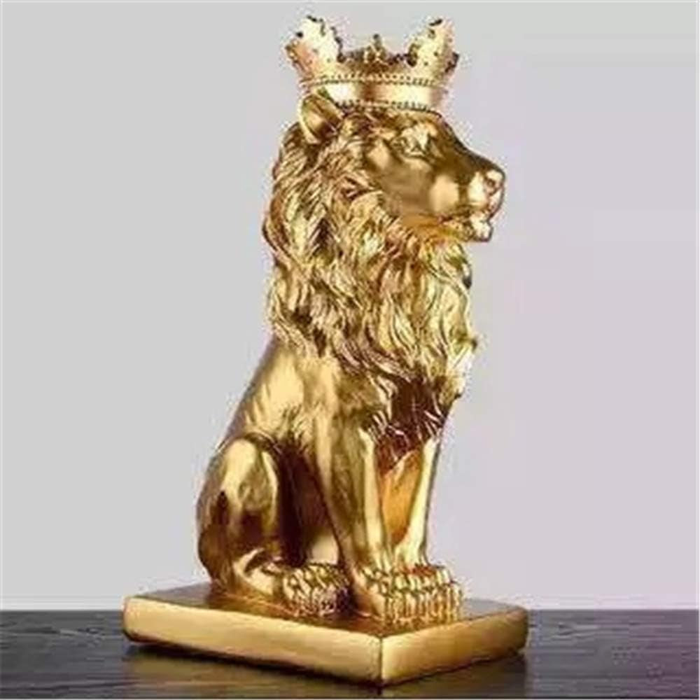 Uterstyle Krone Löwe Ornamente Löwe Statue Löwe Sammlerfigur – Aus Harz – König Des Waldes Krone Löwen Skulptur Home Office Dekoration (Gold)