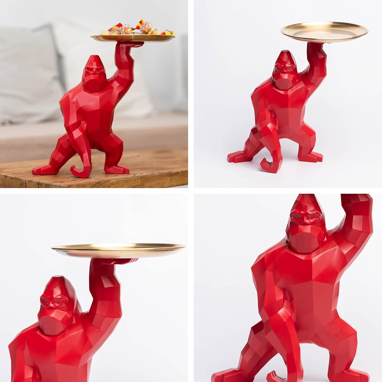Gorilla Tray Red-Gold | Statement Figur mit Ablage