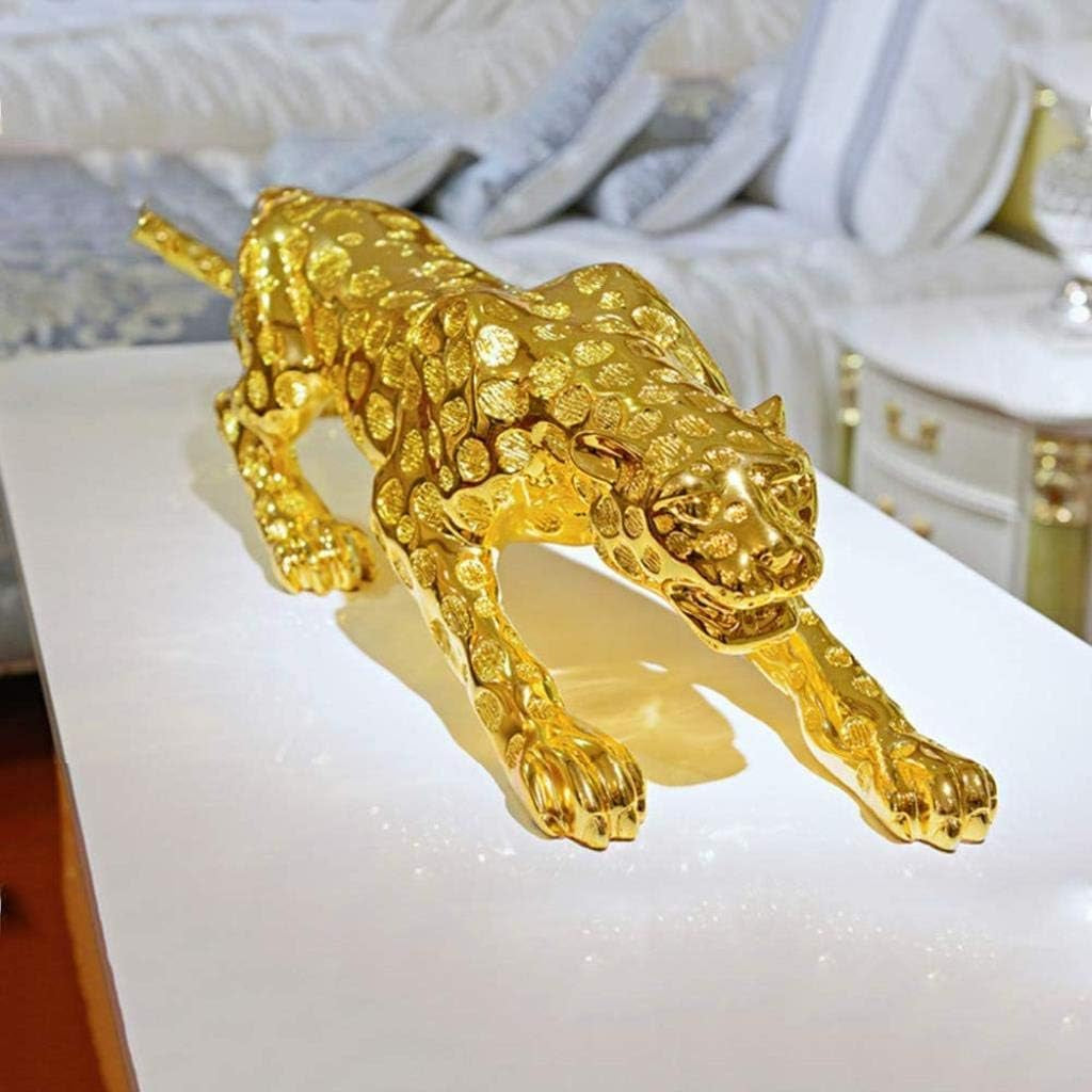 Feng Shui Panther Gold | Große Raubkatzen-Skulptur