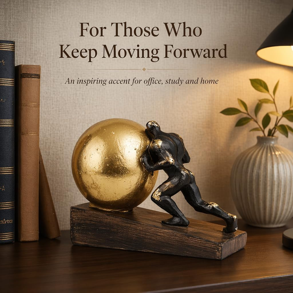 Sisyphus Gold-Chrome | Skulptur für Office und Regal