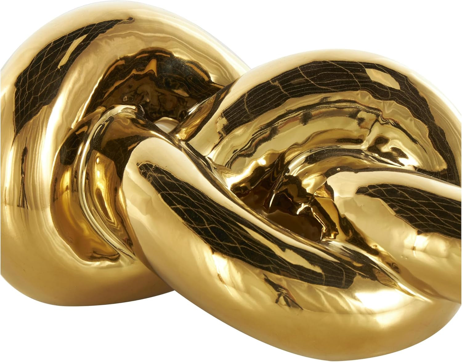 Gold Knot Keramikobjekt 30,5 cm | Glänzende Deko-Skulptur Detail 4