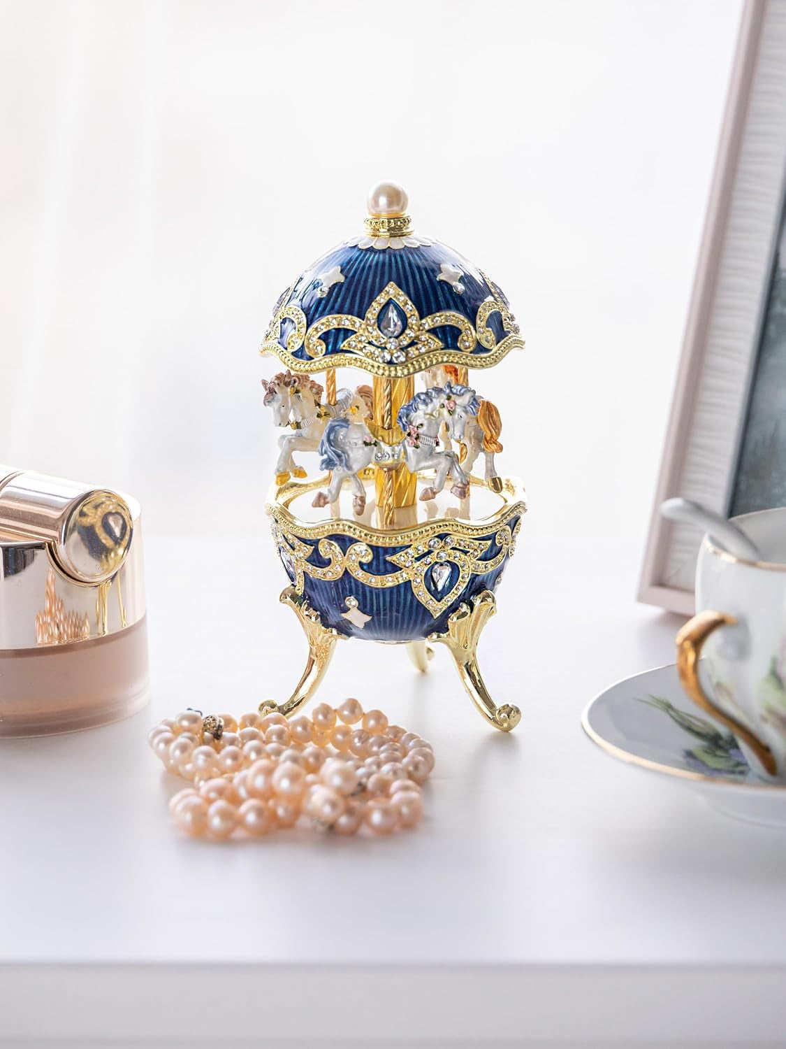 Carousel Horse Spieluhr | Schmuckobjekt mit Goldakzent