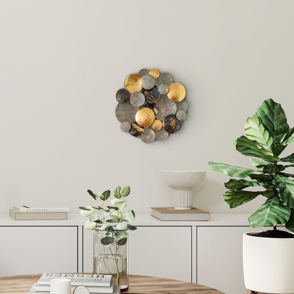 Circle Gold Metall-Wandobjekt 3D Wandskulptur Ø 30 cm
